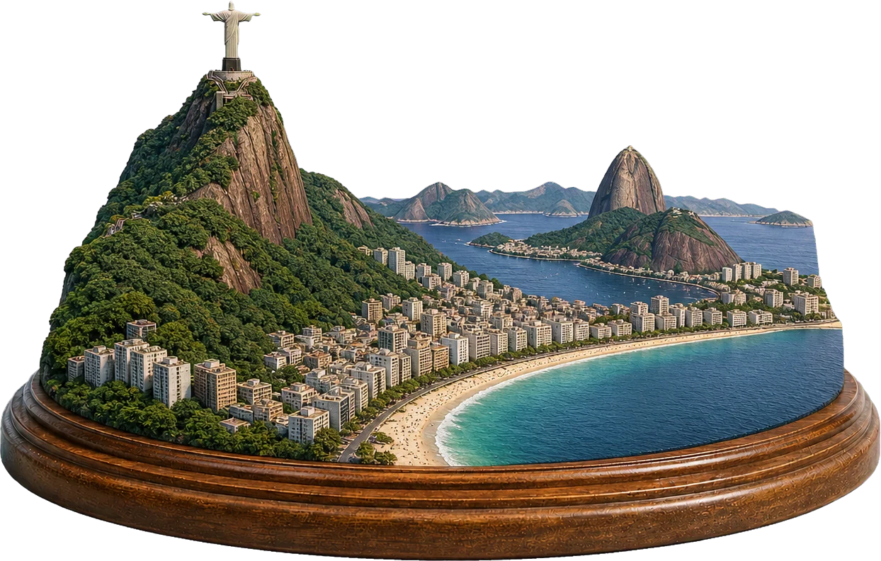 リオ・デ・ジャネイロ：山と海に囲まれたカリオカの景観のミニチュア