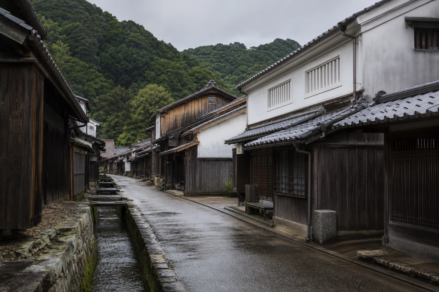 石見銀山の大森地区に続く歴史的な木造町家