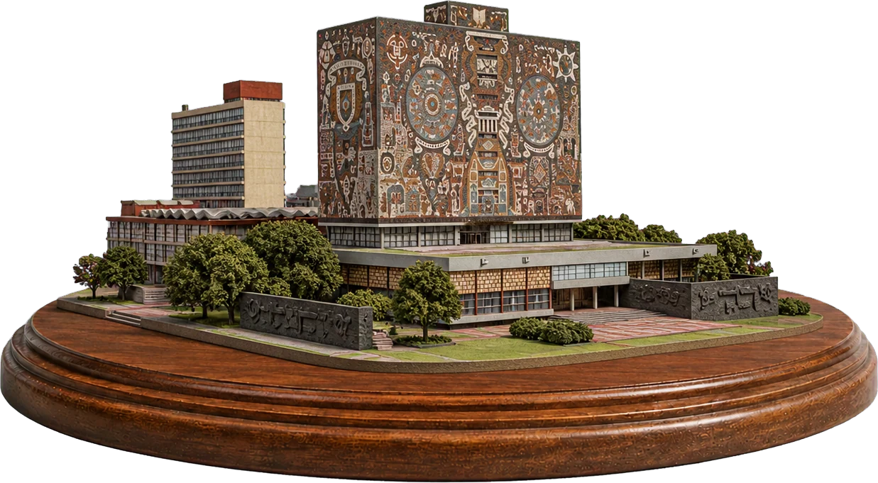 メキシコ国立自治大学（UNAM）の中央大学都市キャンパスのミニチュア