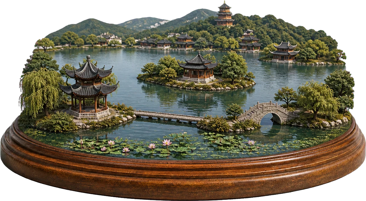杭州にある西湖の文化的景観のミニチュア