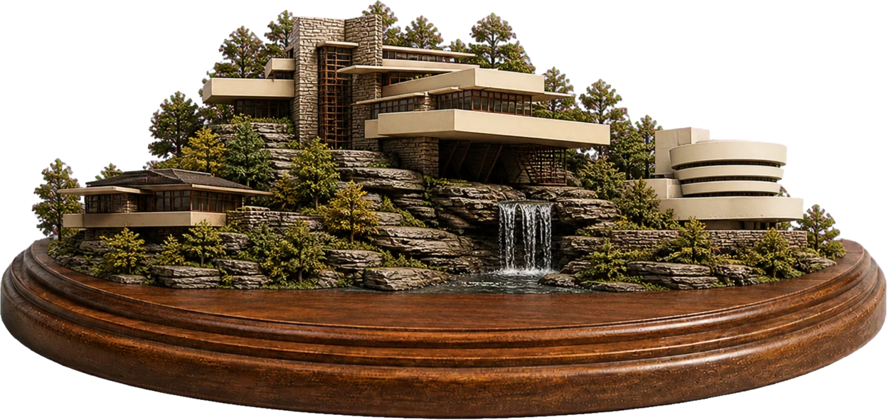 フランク・ロイド・ライトの20世紀の建築のミニチュア