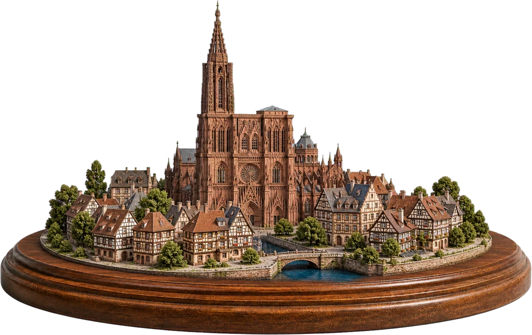 ストラスブール：グラン・ディルからヌースタットのヨーロッパの都市景観のミニチュア