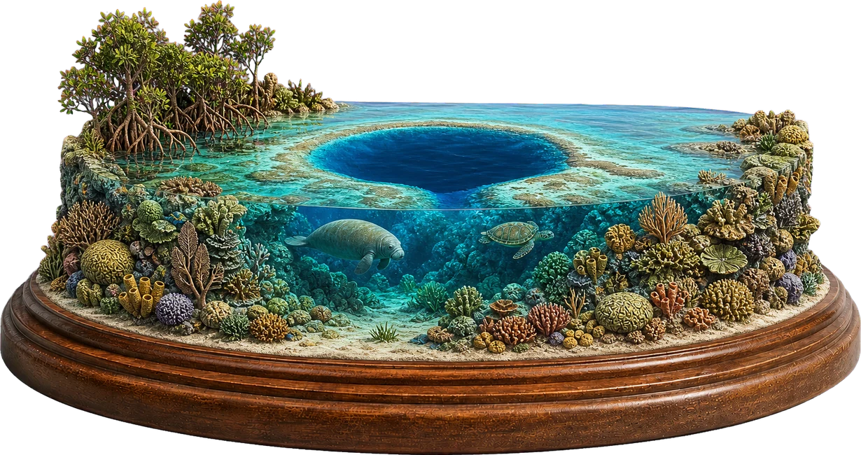 ベリーズ・バリア・リーフ自然保護区のミニチュア