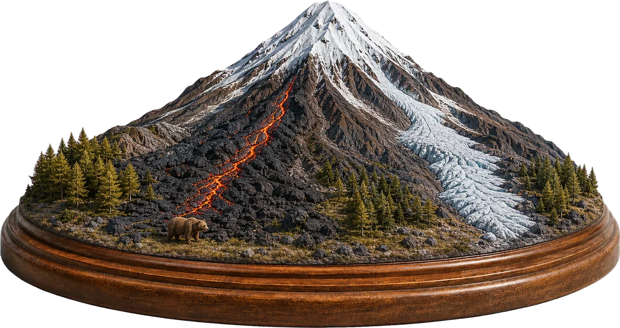 カムチャツカ火山群のミニチュア
