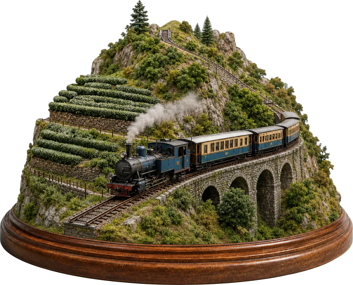 インドの山岳鉄道群のミニチュア